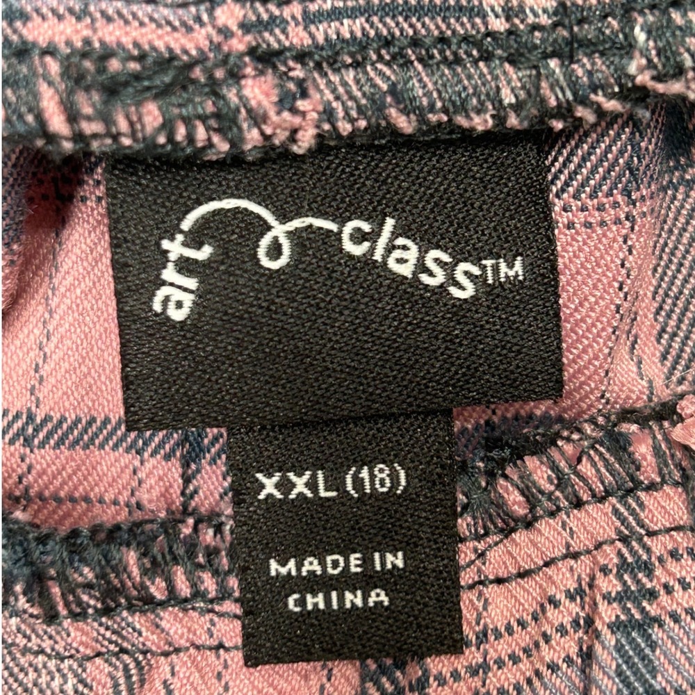 Art Class Pink Plaid Cargo Pocket Pants Girls Size XXL 18 NWT - Picture 4 of 9